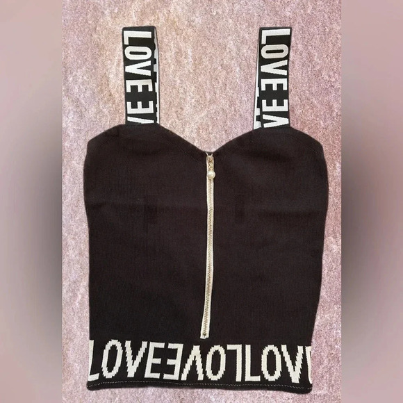 Women’s Black and White Cropped Tank Top  One Size  NWOT - Picture 3 of 4